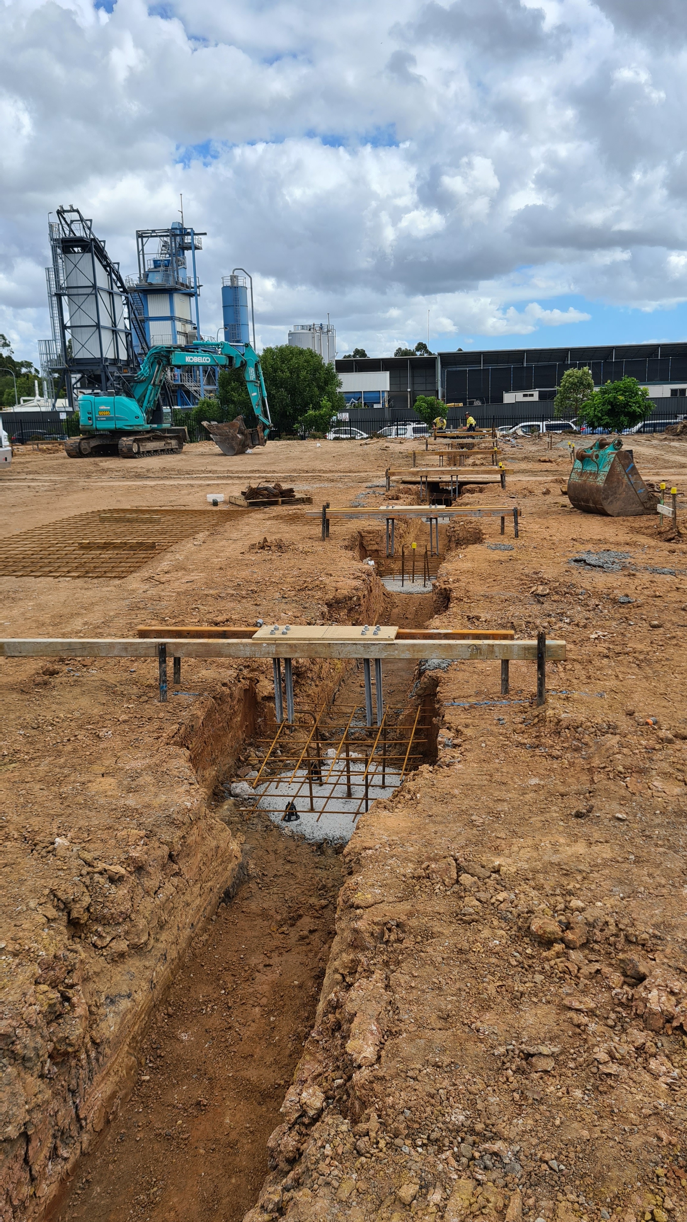 Industrial foundation — pile caps and strip footings