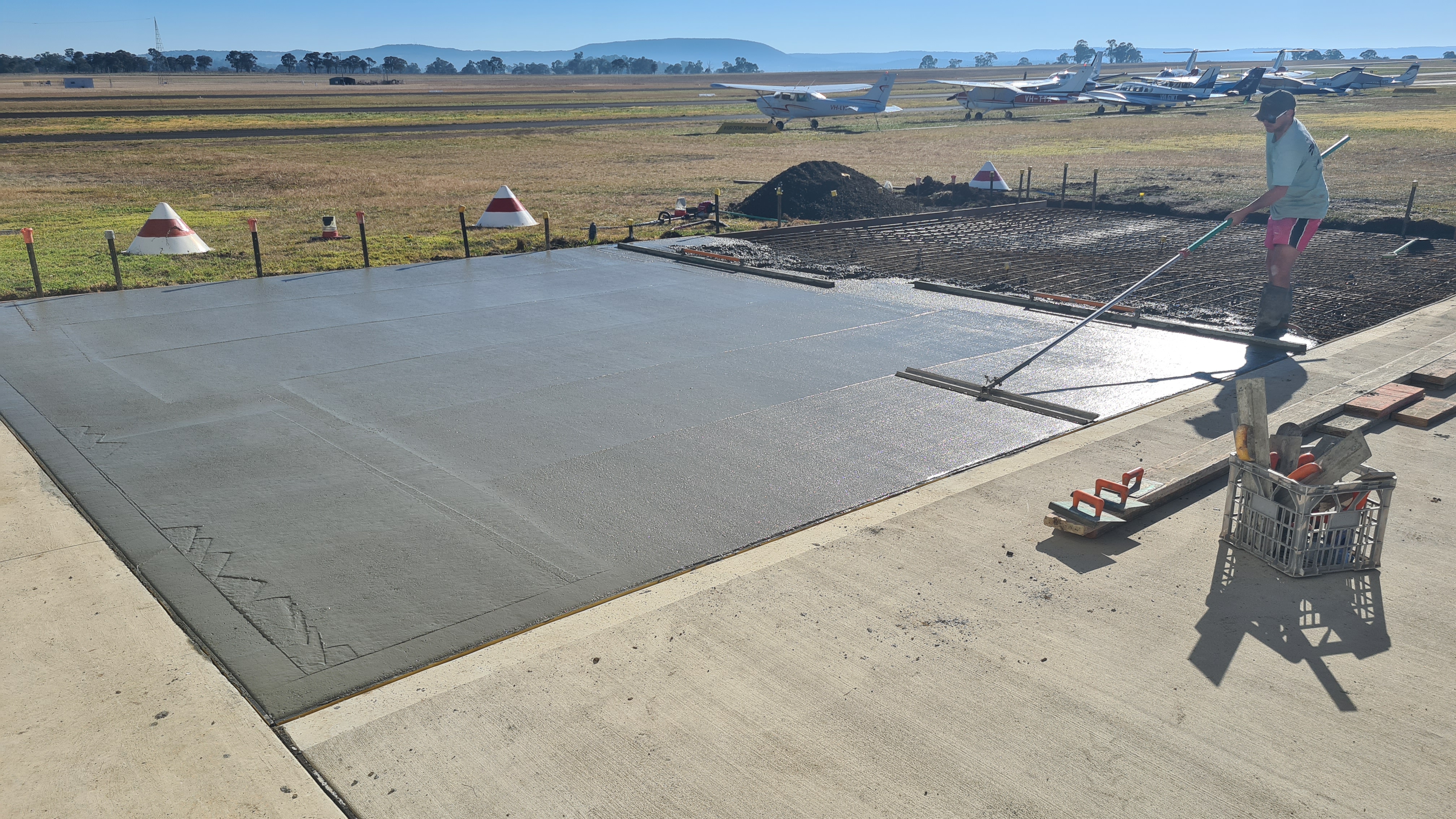 Hangar slabs — finishing at Armidale Airport