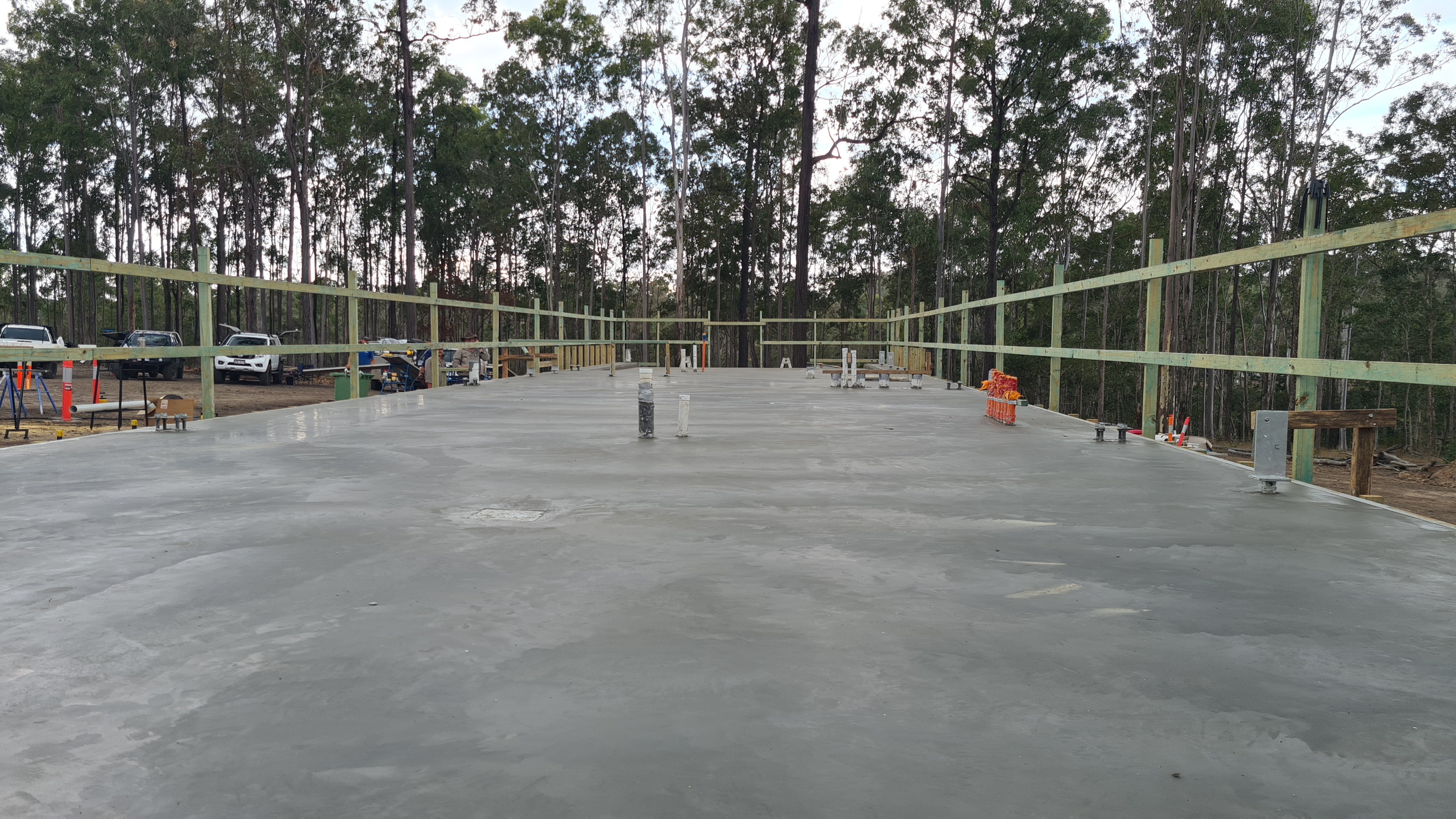 Watertank — completed slab with timber framing