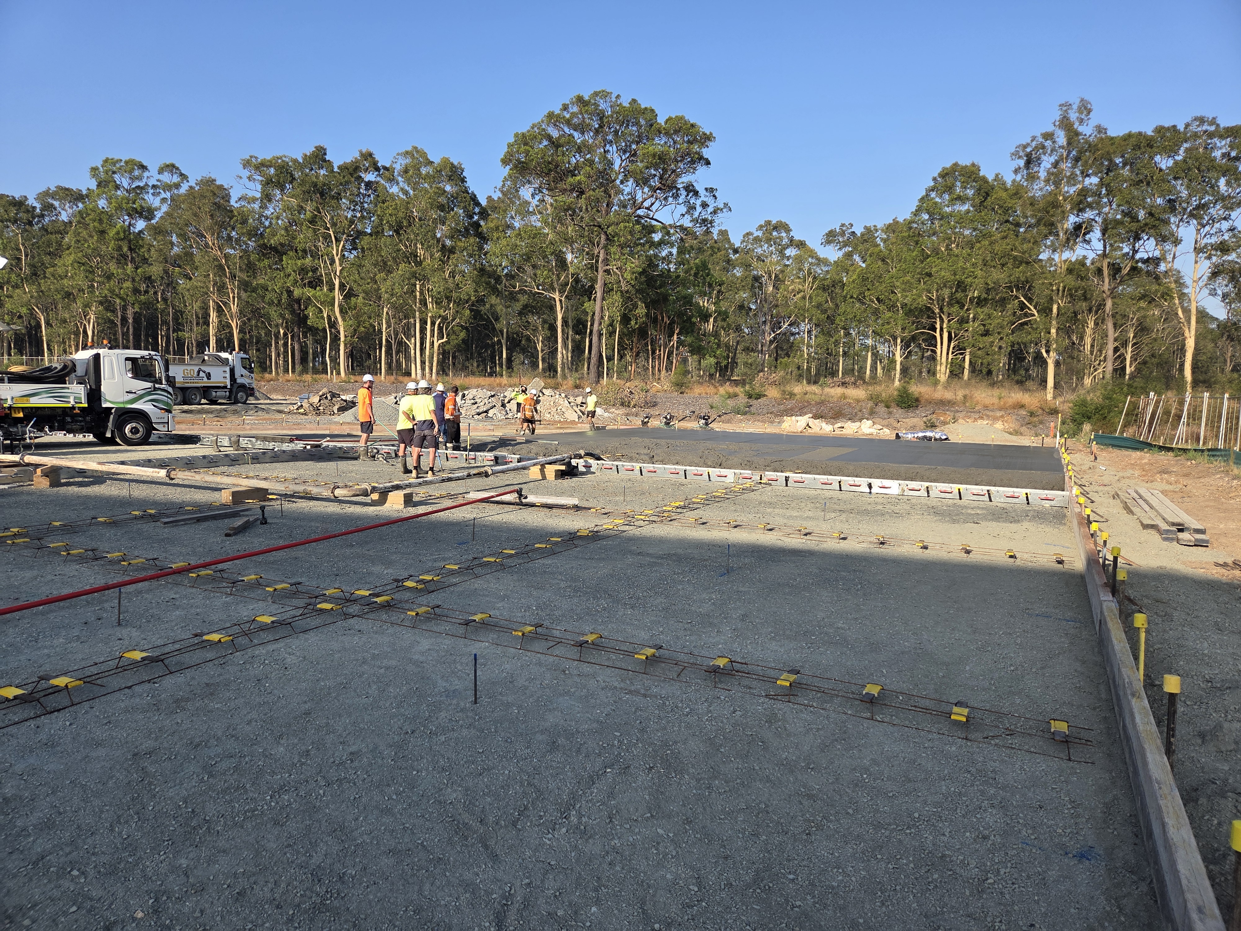 Industrial pavement — concrete pour in summer heat
