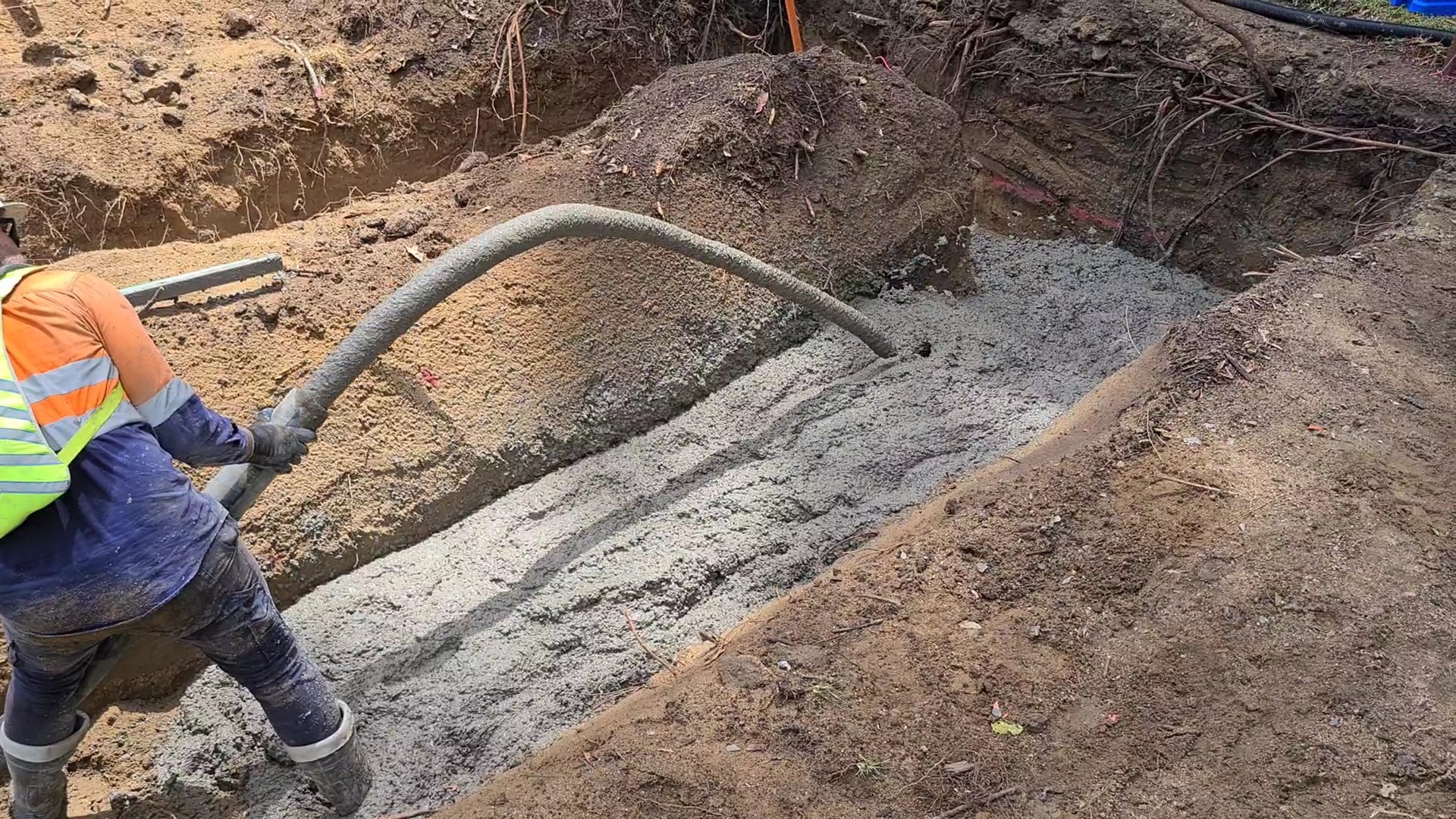Grammar College — pumping SteelX concrete into footing
