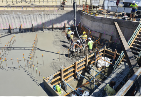 Mooloolaba basement slab pour — placement