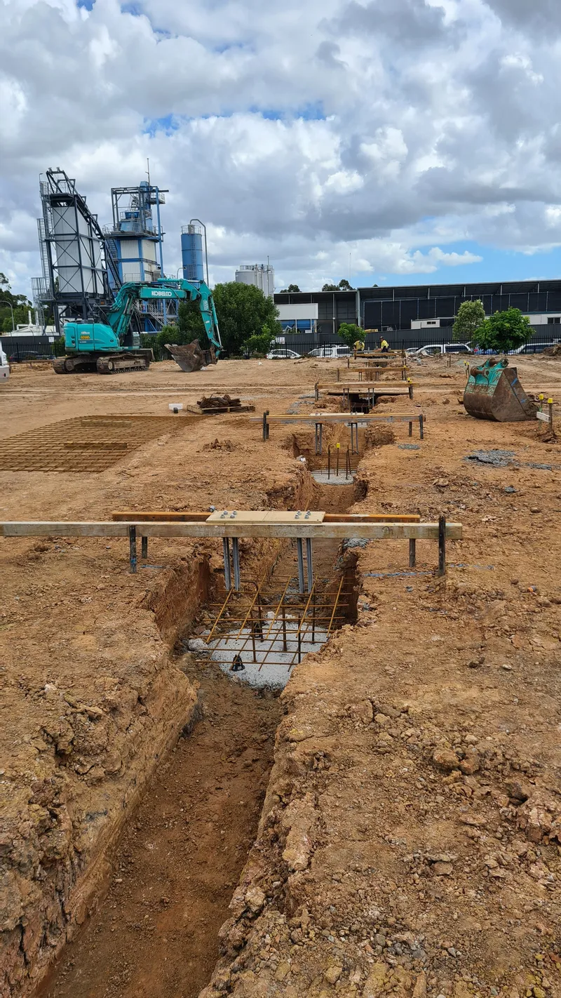 Industrial foundation — pile caps and strip footings