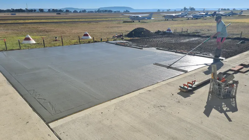 Hangar slabs — finishing at Armidale Airport