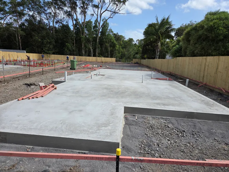 Flat plate house slab — completed slab with services