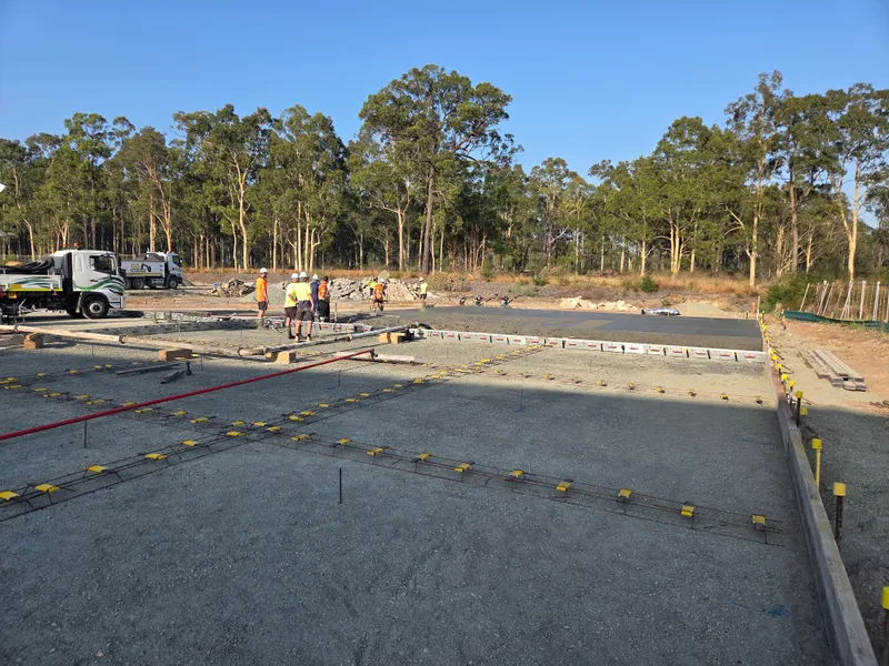 Industrial pavement — concrete pour in summer heat