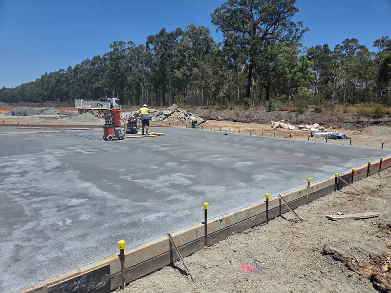 Industrial pavement — saw cutting completed slab